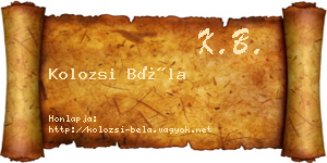 Kolozsi Béla névjegykártya