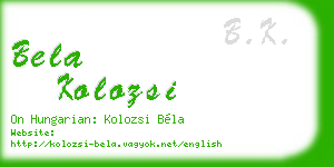 bela kolozsi business card